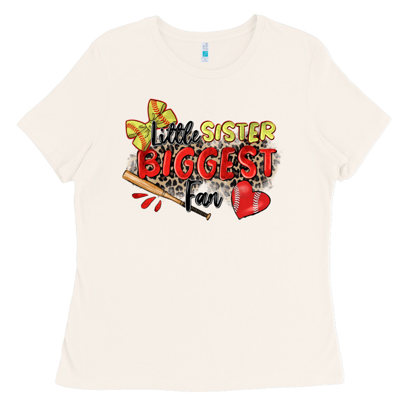 Little Sister Biggest Fan Softball Ladies Tee by Zillion Design Studio | Teevron