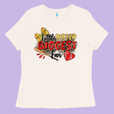 Little Sister Biggest Fan Softball Ladies Tee Designed By Zillion Design Studio