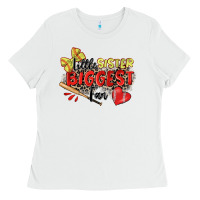White little sister biggest fan softball Ladies Tee - Zillion Design Studio