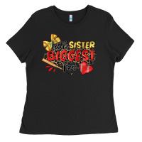 Black little sister biggest fan softball Ladies Tee - Zillion Design Studio
