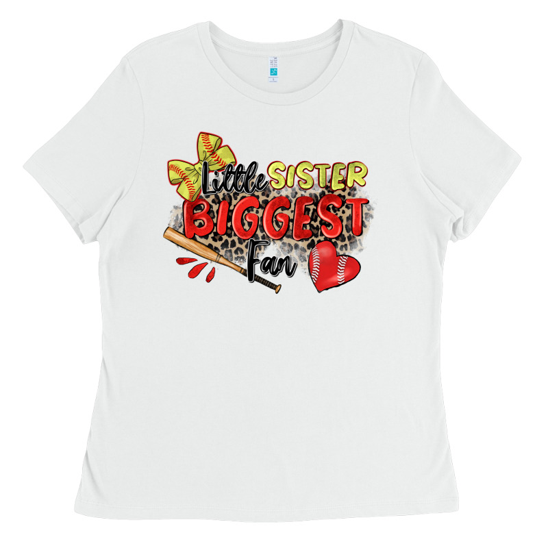 Little Sister Biggest Fan Softball Ladies Tee by Zillion Design Studio | Teevron