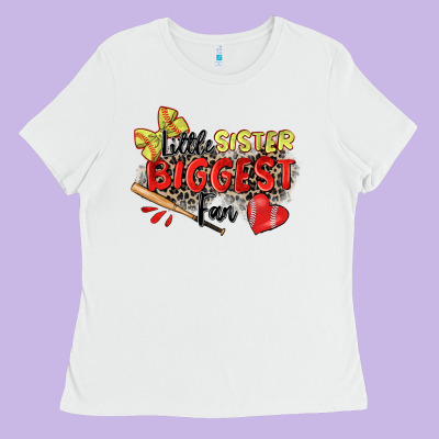 Little Sister Biggest Fan Softball Ladies Tee Designed By Zillion Design Studio