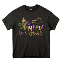 Asphalt mardi gras fleur de lis and beads Heavy Core Tee - RanaPortraitStore