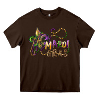Chocolate Brown mardi gras fleur de lis and beads Heavy Core Tee - RanaPortraitStore