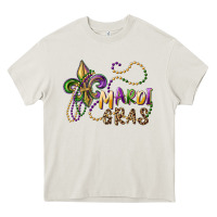 Cream mardi gras fleur de lis and beads Heavy Core Tee - RanaPortraitStore