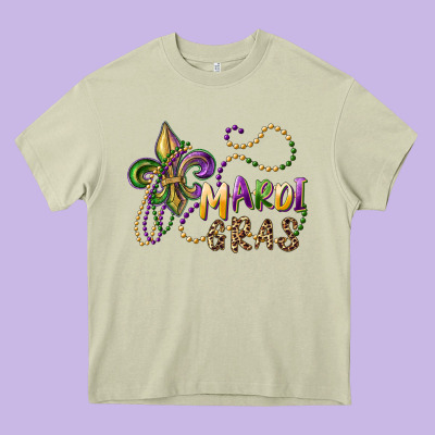 Mardi Gras Fleur De Lis And Beads Heavy Core Tee Designed By Ranaportraitstore