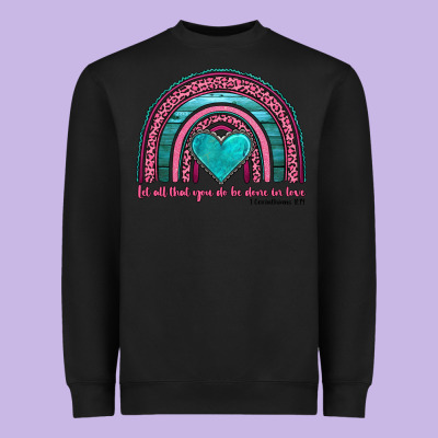 Valentine's Day Rainbow Let All That You Do Be Done In Love 1 Corinthi Heavyweight Sweatshirt Designed By Adodesignshop