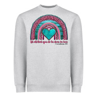 Heather Grey valentine's day rainbow let all that you do be done in love 1 corinthi Heavyweight Sweatshirt - AdoDesignShop