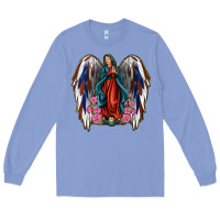 Colony Blue Angel Wing Lady of Guadalupe 4th of July Long Sleeve Tee - Jasminsmagicworld