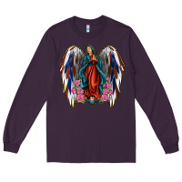 Plum Angel Wing Lady of Guadalupe 4th of July Long Sleeve Tee - Jasminsmagicworld