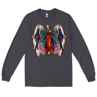 Smoke Angel Wing Lady of Guadalupe 4th of July Long Sleeve Tee - Jasminsmagicworld
