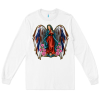 White Angel Wing Lady of Guadalupe 4th of July Long Sleeve Tee - Jasminsmagicworld