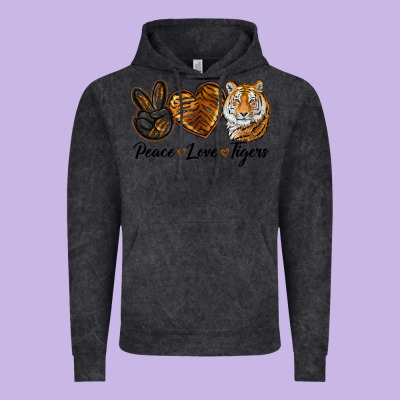 Peace Love Tigers Head Vintage Hoodie Designed By Jahusdesignshop