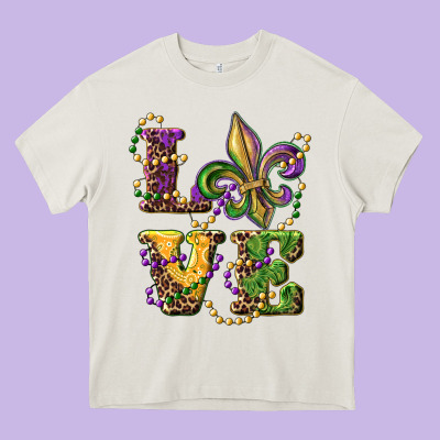 Love Fleur De Lis Heavy Core Tee Designed By Ranaportraitstore