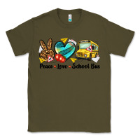 Army Green peace love school bus Classic Tee - NancyCooperArtShop