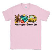 Bubblegum Pink peace love school bus Classic Tee - NancyCooperArtShop