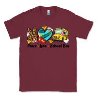 Burgundy peace love school bus Classic Tee - NancyCooperArtShop