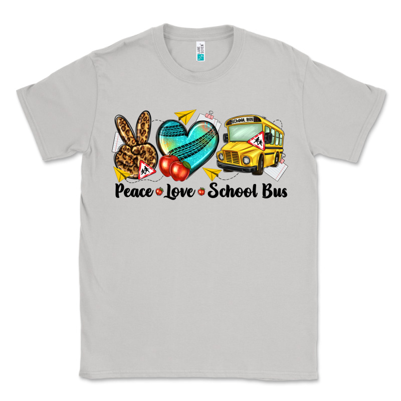 Peace Love School Bus Classic Tee by NancyCooperArtShop | Teevron