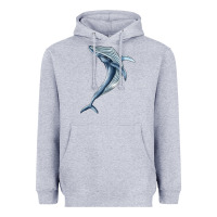 Heather Grey humpback whale jumping Heavyweight Hoodie - BarkalooDesign