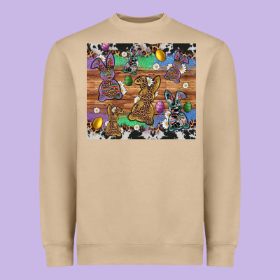 Easter Bunny Egg Cowhide Leopard Heavyweight Sweatshirt Designed By Artiststas