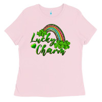 Bubblegum Pink Lucky charm rainbow and shamrocks Ladies Tee - RanaPortraitStore