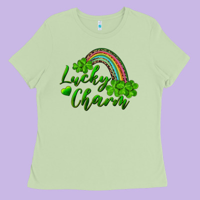 Ladies Tee Lucky charm rainbow and shamrocks