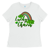 White Lucky charm rainbow and shamrocks Ladies Tee - RanaPortraitStore