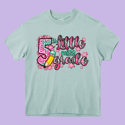 Little Miss 5th Grade Heavy Core Tee Designed By Zillion Design Studio