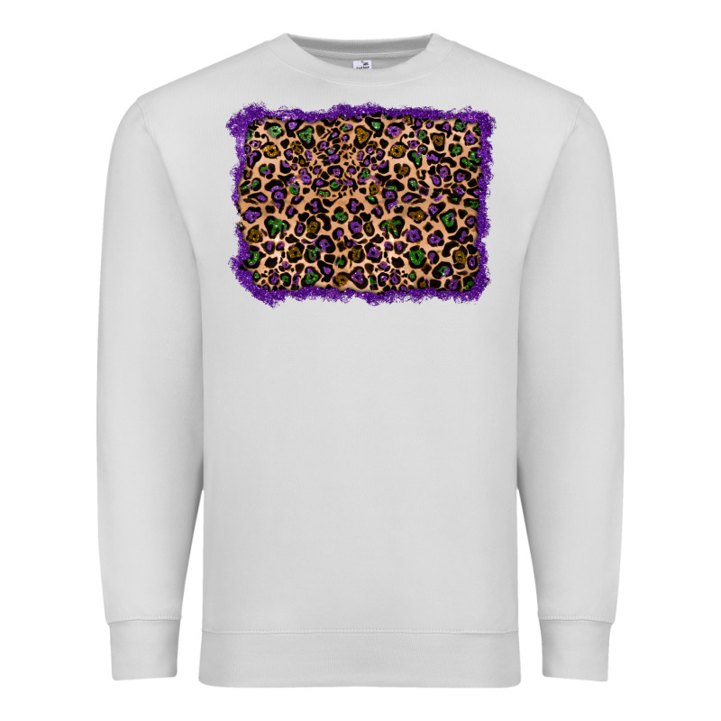 Mardi Gras Leopard Background Premium Sweatshirt by RanaPortraitStore | Teevron