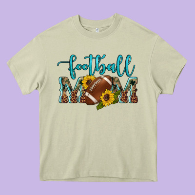 Western Leopard Camouflage Sunflowers  Glitter Mom Football Heavy Core Tee Designed By Artiststas