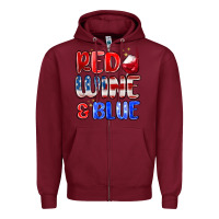 Burgundy red wine and blue Zipper Hoodie - MaliasSmallBusiness