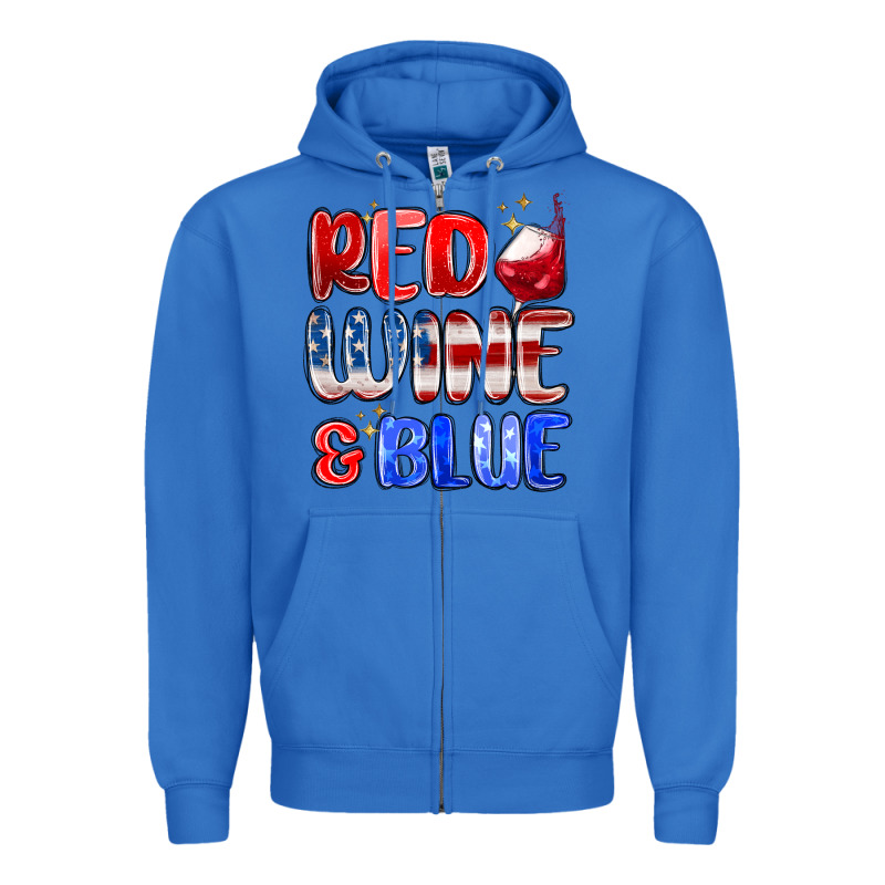 Red Wine And Blue Zipper Hoodie by MaliasSmallBusiness | Teevron