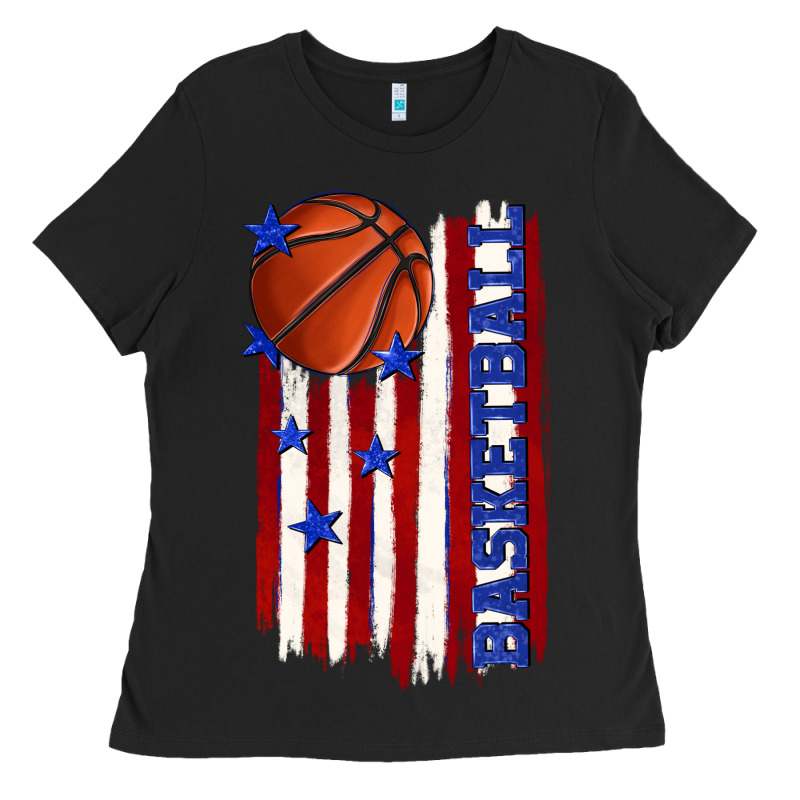 Basketball American Flag Ladies Tee by texasbilliewilder | Teevron