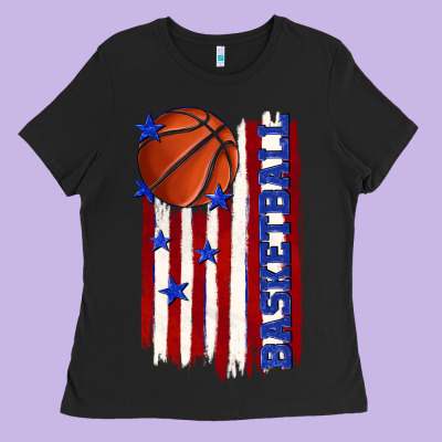 Ladies Tee basketball american flag