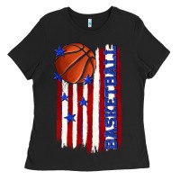 Black basketball american flag Ladies Tee - texasbilliewilder