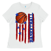 White basketball american flag Ladies Tee - texasbilliewilder