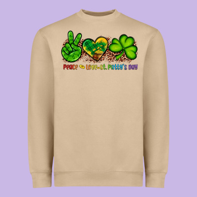 Peace Love St Patty's Day Heavyweight Sweatshirt Designed By Artiststas