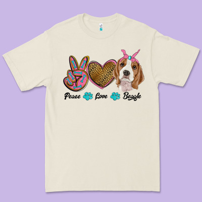Peace Love Beagle Premium Tee Designed By Ranaportraitstore