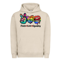 Pigment French Oak Peace love equality LGBT+ Urban Hoodie - CowGirlArtShop