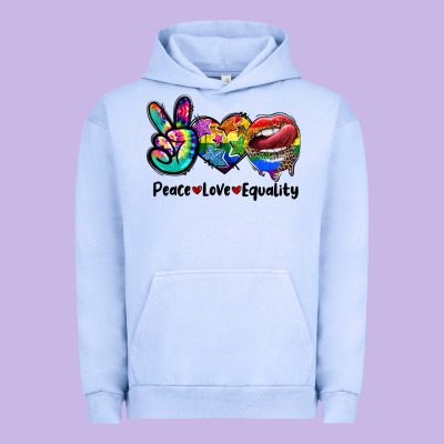 Peace Love Equality Lgbt+ Urban Hoodie Designed By Cowgirlartshop