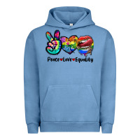 Pigment Pebble Blue Peace love equality LGBT+ Urban Hoodie - CowGirlArtShop