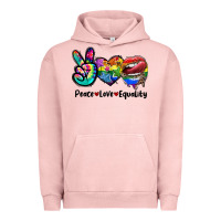 Pigment Salmon Peace love equality LGBT+ Urban Hoodie - CowGirlArtShop