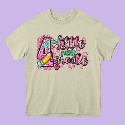Little Miss 4th Grade Heavy Core Tee Designed By Zillion Design Studio