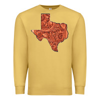 Antique Gold Texas Map Western Tooled Leather Pattern Premium Sweatshirt - Bettercallsaul