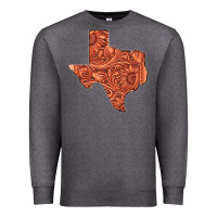Charcoal Heather Texas Map Western Tooled Leather Pattern Premium Sweatshirt - Bettercallsaul