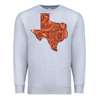 Heather Grey Texas Map Western Tooled Leather Pattern Premium Sweatshirt - Bettercallsaul
