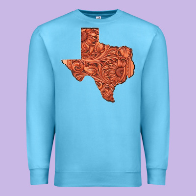 Texas Map Western Tooled Leather Pattern Premium Sweatshirt Designed By Bettercallsaul