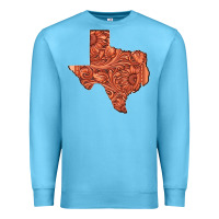 Ocean Blue Texas Map Western Tooled Leather Pattern Premium Sweatshirt - Bettercallsaul