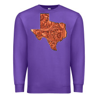 Purple Texas Map Western Tooled Leather Pattern Premium Sweatshirt - Bettercallsaul