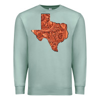 Seafoam Texas Map Western Tooled Leather Pattern Premium Sweatshirt - Bettercallsaul